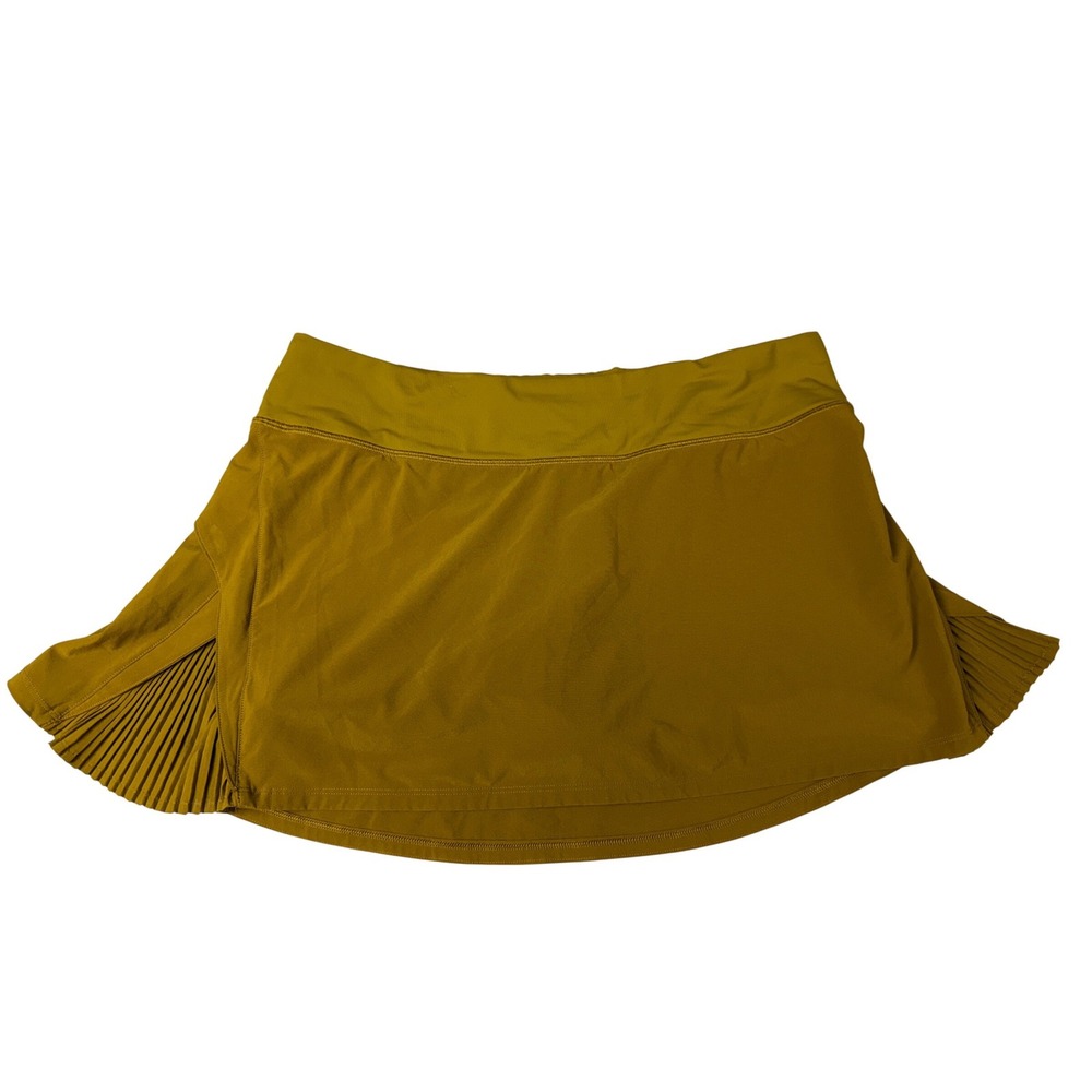 Lululemon Pace Rival Skirt Tall Mustard Gold Pleated Tennis Skort Womens Size 10